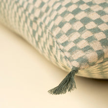 Load image into Gallery viewer, Blue Check Linen Pillow - 16x24