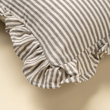 Load image into Gallery viewer, Grey Ruffle Thin Stripe Pillow, 20x20