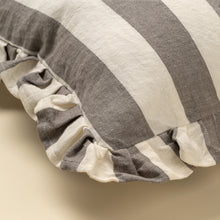 Load image into Gallery viewer, Grey Ruffle Thick Stripe Pillow, 20x20