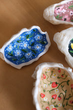 Load image into Gallery viewer, Hand Painted Oyster Shell - Blue Floral