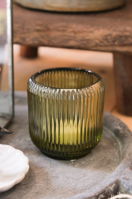 Moss Ribbed Votive - Large
