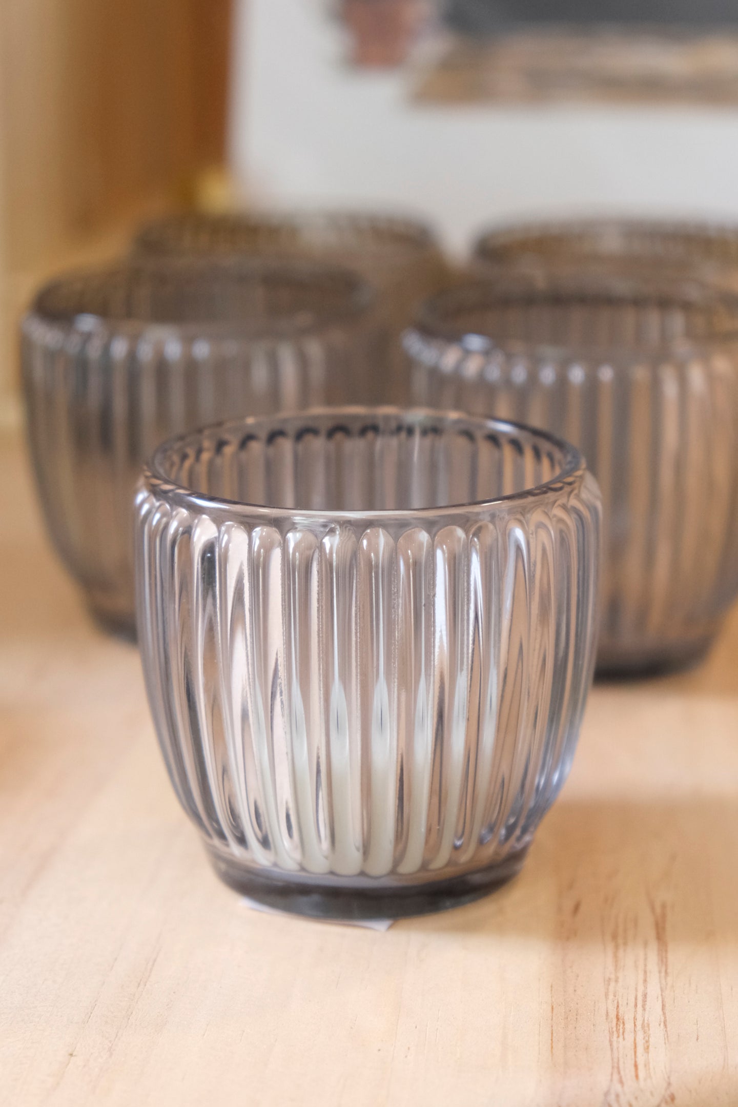 Smoke Ribbed Votive - Small