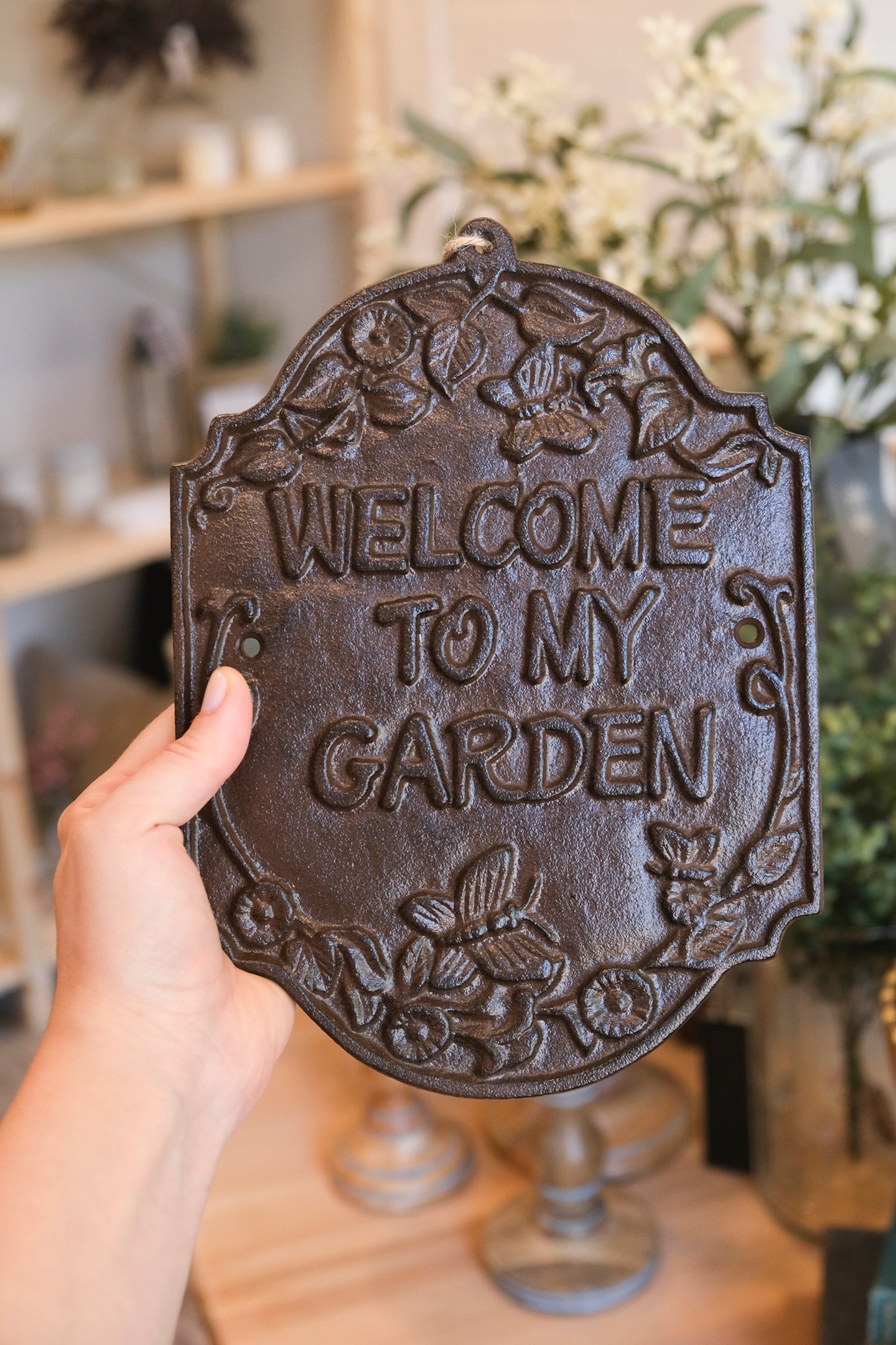 Wrought Iron Welcome Garden Plaque