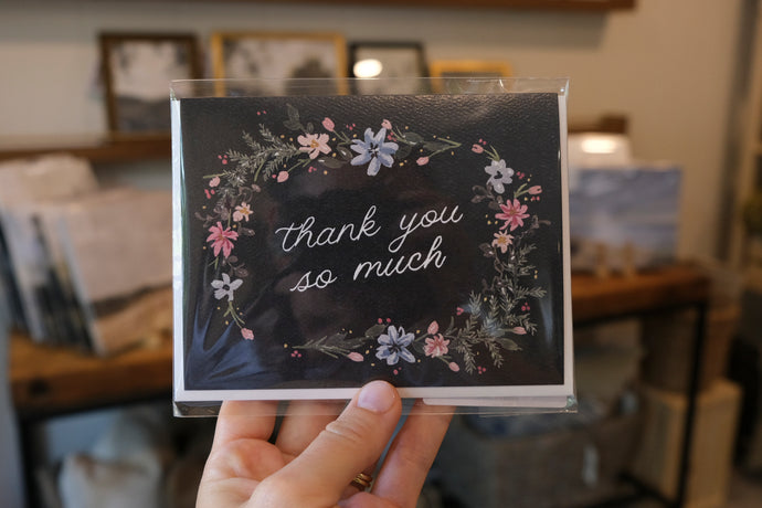Dark Floral Thank You Card