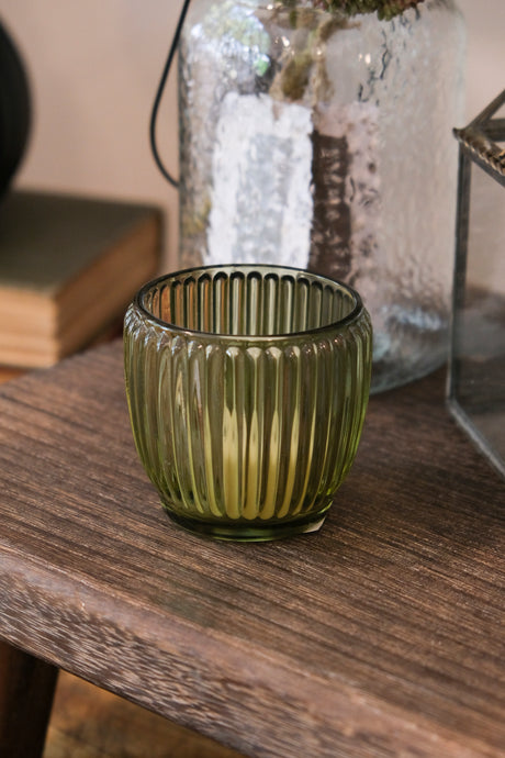 Moss Ribbed Votive - Small