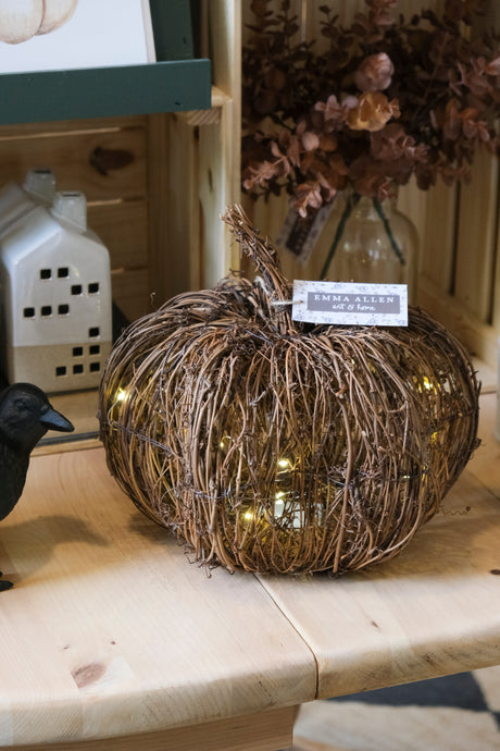 Lighted Rattan Pumpkin