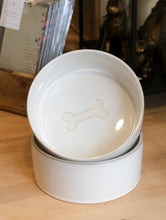 Load image into Gallery viewer, White Pottery Pet Bowl - L