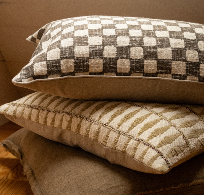 Charcoal Checkered Pillow - 16x24