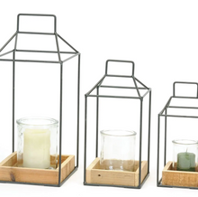 Load image into Gallery viewer, Wood &amp; Metal Lantern - Large
