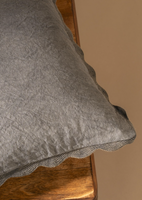 Scalloped Edge Pillow, Charcoal - 20x20