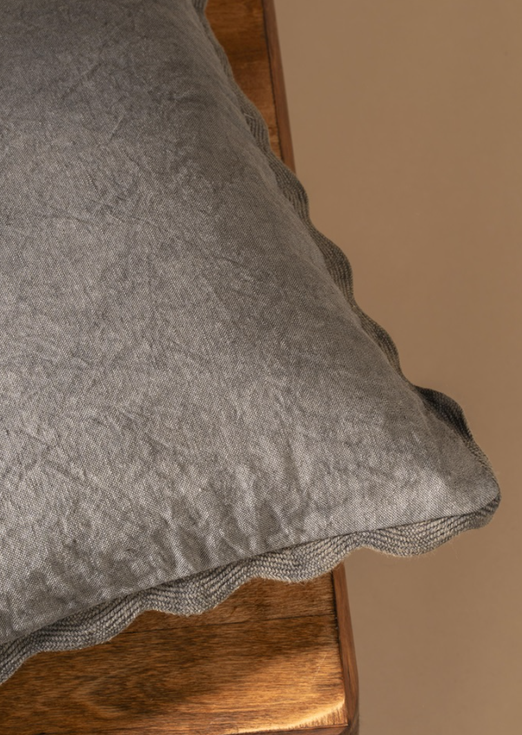 Scalloped Edge Pillow, Charcoal - 20x20