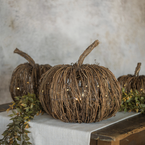 Lighted Rattan Pumpkin